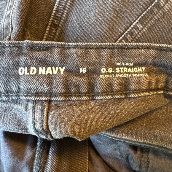 Old Navy Black Denim Shorts Sz 16 OG Straight High Rise Secret Smooth Pockets … - Picture 8 of 10